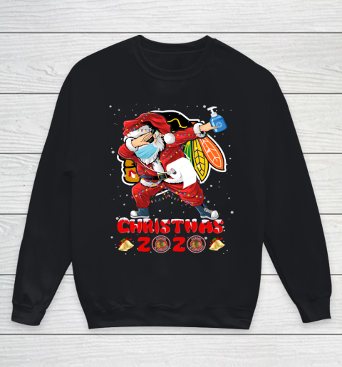 Chicago Blackhawks Funny Santa Claus Dabbing Christmas 2020 NHL Youth Sweatshirt