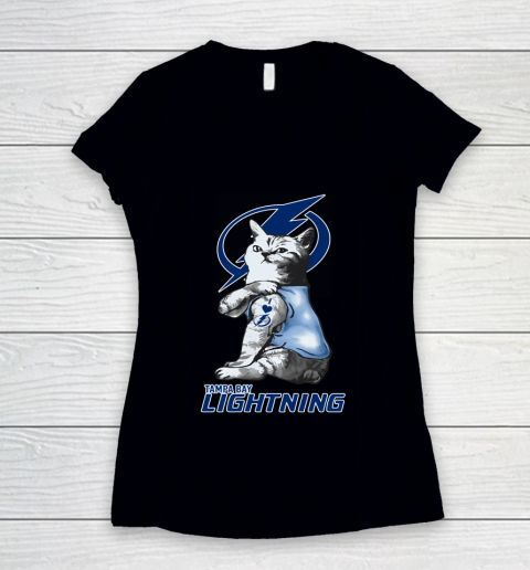 NHL My Cat Loves Tampa Bay Lightning Hockey Women's V-Neck T-Shirt