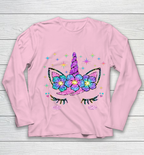 Unicorn Costume Rainbow Face Girls Youth Long Sleeve 6