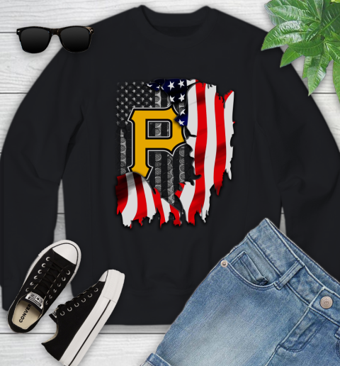 Pittsburgh Pirates MLB Baseball American Flag Youth Sweatshirt