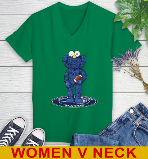 NFL Football Los Angeles Rams Kaws Bff Blue Figure Shirt Women's V-Neck T-Shirt 6