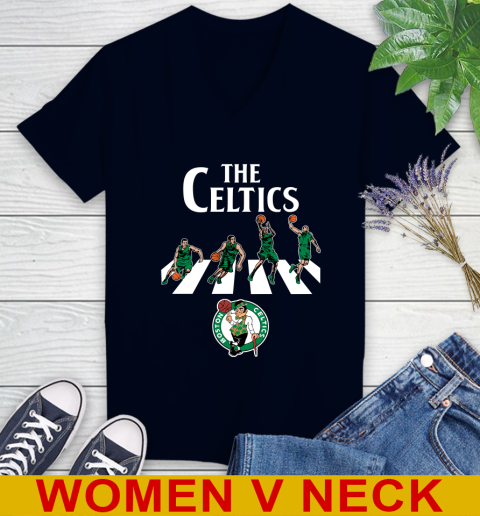 NBA Basketball Boston Celtics The Beatles Rock Band Shirt Women's V-Neck T-Shirt 2