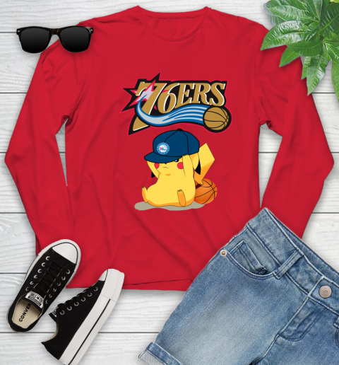 NBA Pikachu Basketball Sports Philadelphia 76ers Youth Long Sleeve 11