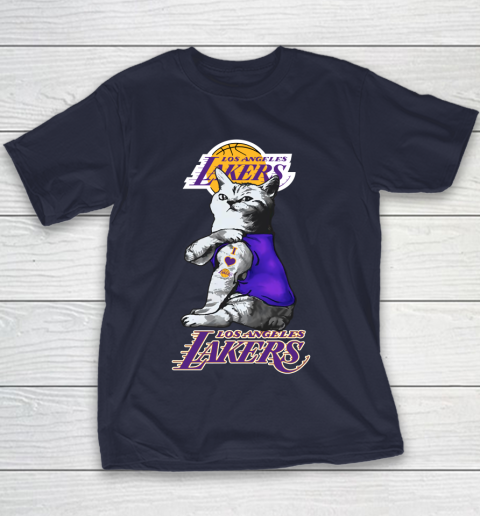 NBA Basketball My Cat Loves Los Angeles Lakers Youth T-Shirt 2