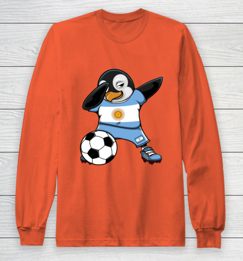 Dabbing Penguin Argentina Soccer Fans Jersey Football Lovers Long Sleeve T-Shirt 3