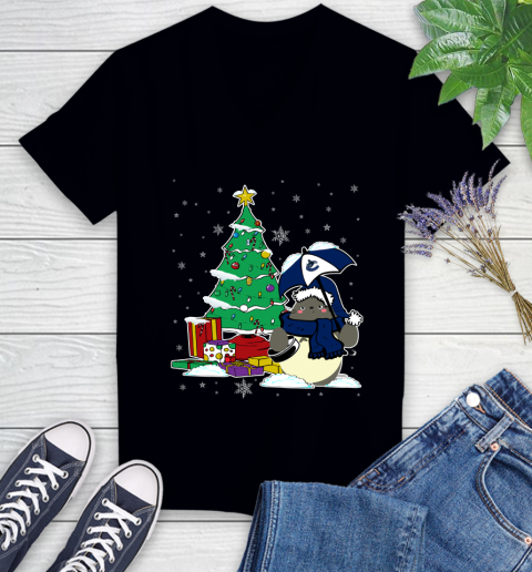 Vancouver Canucks NHL Hockey Cute Tonari No Totoro Christmas Sports Women's V-Neck T-Shirt