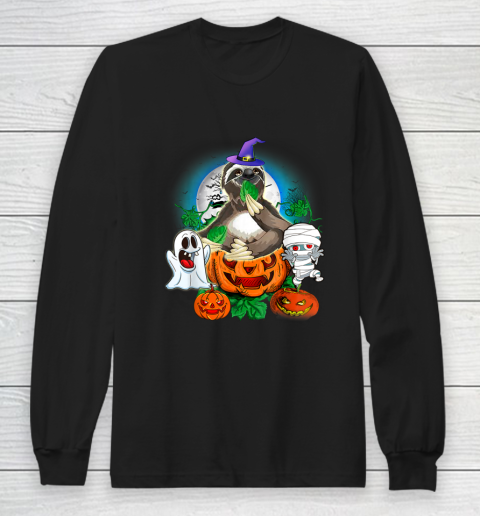 Sloth Lover Gift Pumpkin Sloth Halloween Costume Long Sleeve T-Shirt