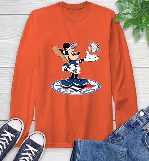 MLB Baseball Toronto Blue Jays Cheerful Mickey Disney Shirt Long Sleeve T-Shirt 5