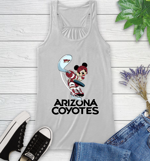 NHL Hockey Arizona Coyotes Cheerful Mickey Mouse Shirt Racerback Tank 2