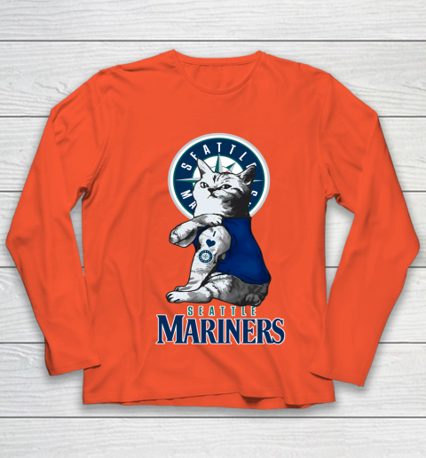 MLB Baseball My Cat Loves Seattle Mariners Youth Long Sleeve 3
