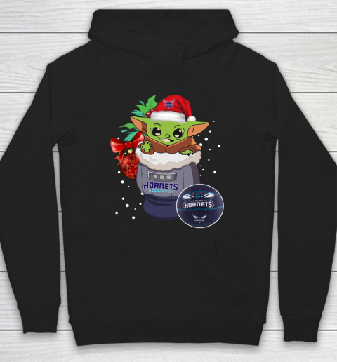 Charlotte Hornets Christmas Baby Yoda Star Wars Funny Happy NBA Hoodie 2