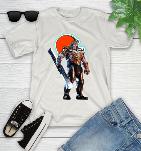 NFL Thanos Gauntlet Avengers Endgame Football Cleveland Browns Youth T-Shirt 12