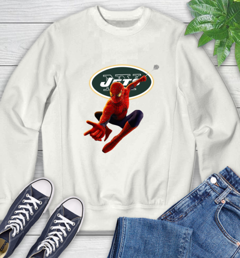 NFL Spider Man Avengers Endgame Football New York Jets Sweatshirt