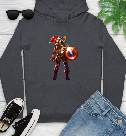 NFL Captain America Marvel Avengers Endgame Football Sports Tampa Bay Buccaneers Youth Hoodie 8