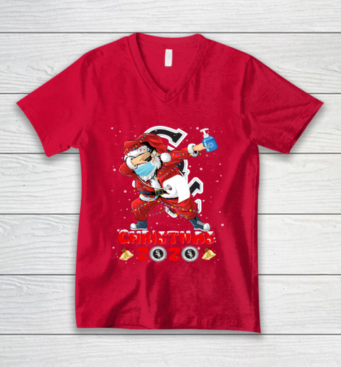 Chicago White Sox Funny Santa Claus Dabbing Christmas 2020 MLB V-Neck T-Shirt 6