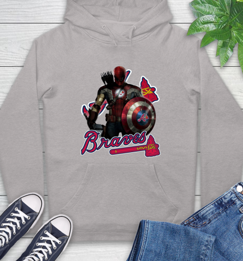 MLB Captain America Thor Spider Man Hawkeye Avengers Endgame Baseball Atlanta Braves Hoodie 12