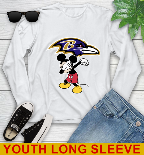 Baltimore Ravens NFL Football Dabbing Mickey Disney Sports Youth Long Sleeve