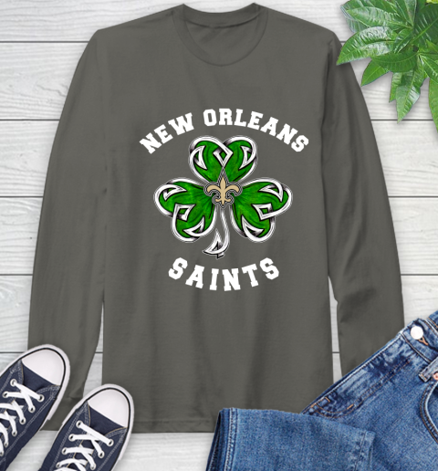 NFL New Orleans Saints Three Leaf Clover St Patrick's Day Football Sports Long Sleeve T-Shirt 9