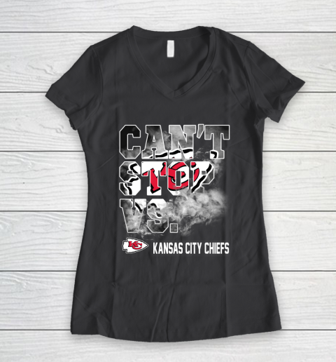 NFL Kansas City Chiefs Can't Stop Vs Women's V-Neck T-Shirt 6