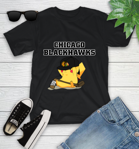 NHL Pikachu Hockey Sports Chicago Blackhawks Youth T-Shirt 2