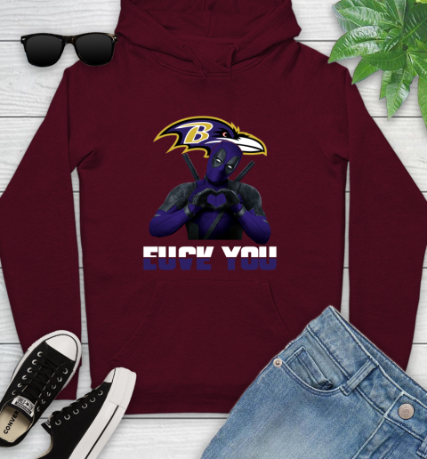 NHL Baltimore Ravens Deadpool Love You Fuck You Football Sports Youth Hoodie 7