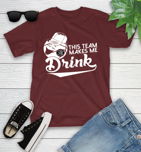 Toronto Raptors NBA Basketball This Team Makes Me Drink Adoring Fan Youth T-Shirt 14