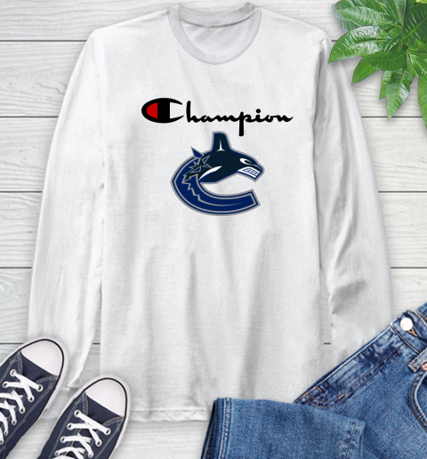 NHL Hockey Vancouver Canucks Champion Shirt Long Sleeve T-Shirt