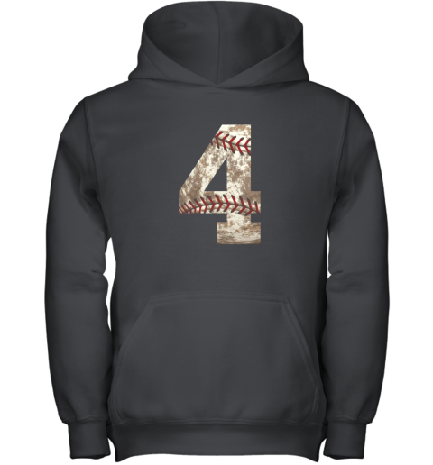 Baseball Jersey Number 4 t shirt Distressed Ball Youth Hoodie