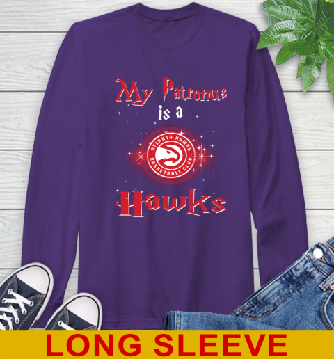 NBA Basketball Harry Potter My Patronus Is A Atlanta Hawks Long Sleeve T-Shirt 5