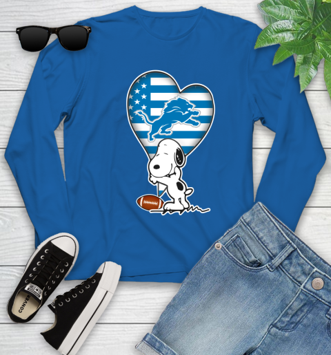 Detroit Lions NFL Football The Peanuts Movie Adorable Snoopy Youth Long Sleeve 9