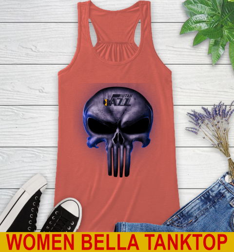 Utah Jazz NBA Basketball Punisher Skull Sports Racerback Tank 3