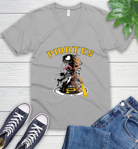 MLB Pittsburgh Pirates Baseball Venom Groot Guardians Of The Galaxy V-Neck T-Shirt 4