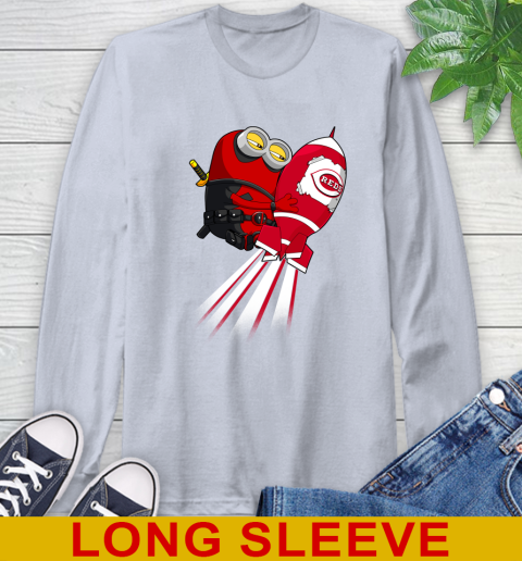 MLB Baseball Cincinnatim Reds Deadpool Minion Marvel Shirt Long Sleeve T-Shirt 6