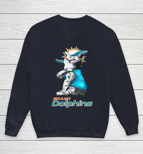 NFL Football My Cat Loves Miami Dolphins Youth Sweatshirt 2