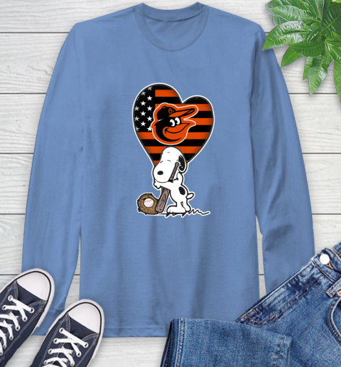 Baltimore Orioles MLB Baseball The Peanuts Movie Adorable Snoopy Long Sleeve T-Shirt 11