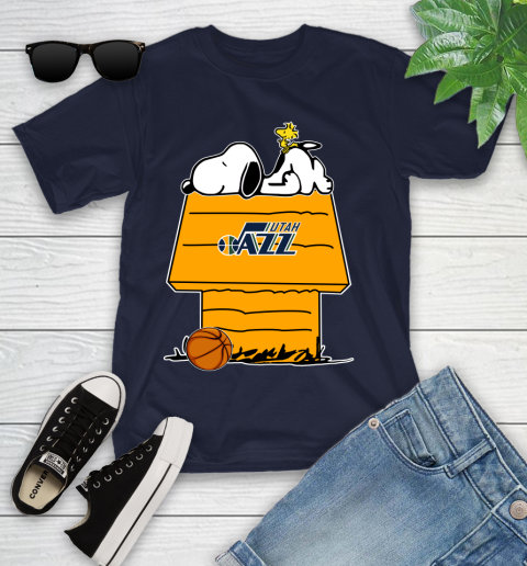 Utah Jazz NBA Basketball Snoopy Woodstock The Peanuts Movie Youth T-Shirt 3