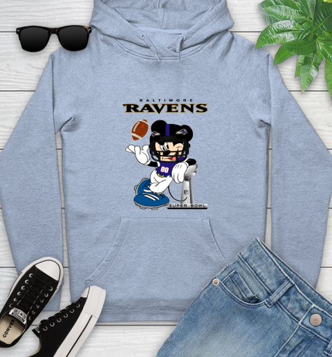 NFL Baltimore Ravens Mickey Mouse Disney Super Bowl Football T Shirt Youth Hoodie 10