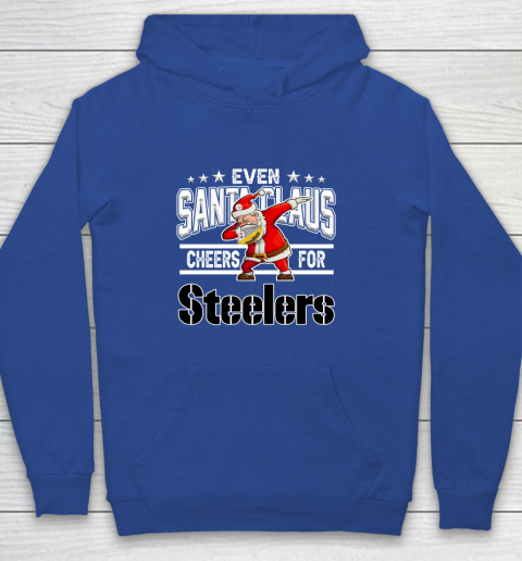Pittsburgh Steelers Even Santa Claus Cheers For Christmas NFL Youth Hoodie 6