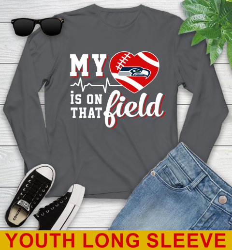 NFL My Heart Is On That Field Football Sports Seattle Seahawks Youth Long Sleeve 9
