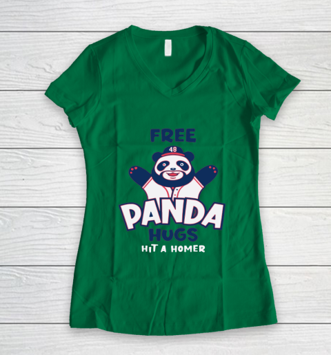 Free Panda Hugs Braves Women's V-Neck T-Shirt 2