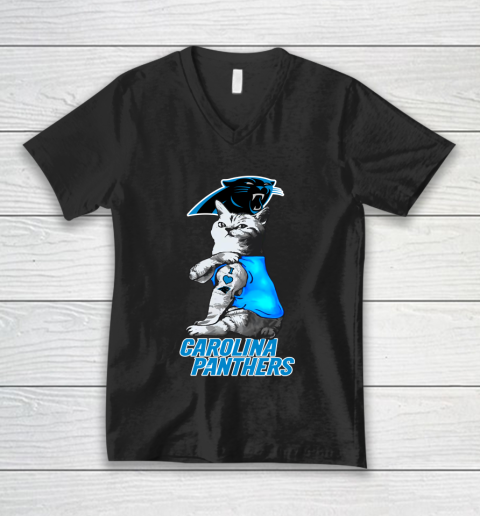 NFL Football My Cat Loves Carolina Panthers V-Neck T-Shirt