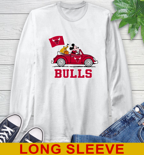 NBA Basketball Chicago Bulls Pluto Mickey Driving Disney Shirt Long Sleeve T-Shirt