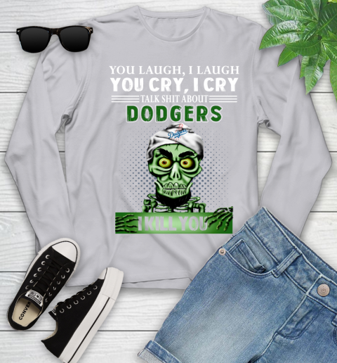 MLB Talk Shit About Los Angeles Dodgers I Kill You Achmed The Dead Terrorist Jeffrey Dunham Baseball Youth Long Sleeve 5