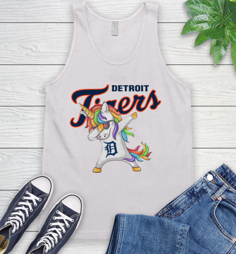 Detroit Tigers MLB Baseball Funny Unicorn Dabbing Sports Tank Top