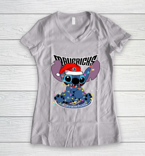 Dallas Mavericks NBA noel stitch Basketball Christmas Women's V-Neck T-Shirt
