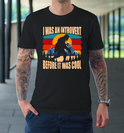 Bigfoot Sasquatch Vintage Retro Sunset Introvert T-Shirt