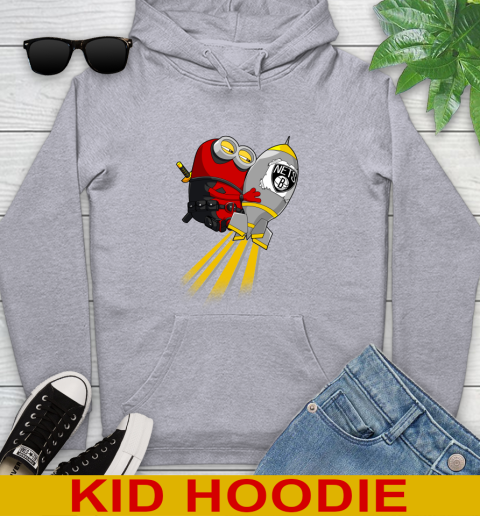 NBA Basketball Brooklyn Nets Deadpool Minion Marvel Shirt Youth Hoodie 6