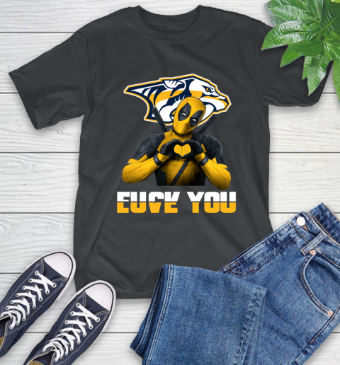 NHL Nashville Predators Deadpool Love You Fuck You Hockey Sports T-Shirt