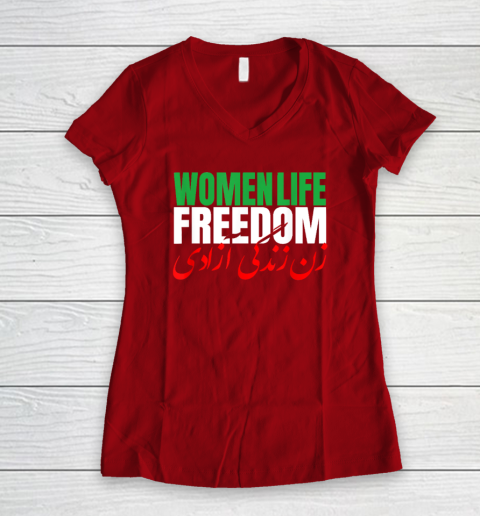 Iran Zan Zendegi Azadi Persian Woman Life Freedom Women's V-Neck T-Shirt 6