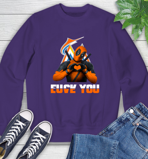 MLB Miami Marlins Deadpool Love You Fuck You Baseball Sports Sweatshirt 4
